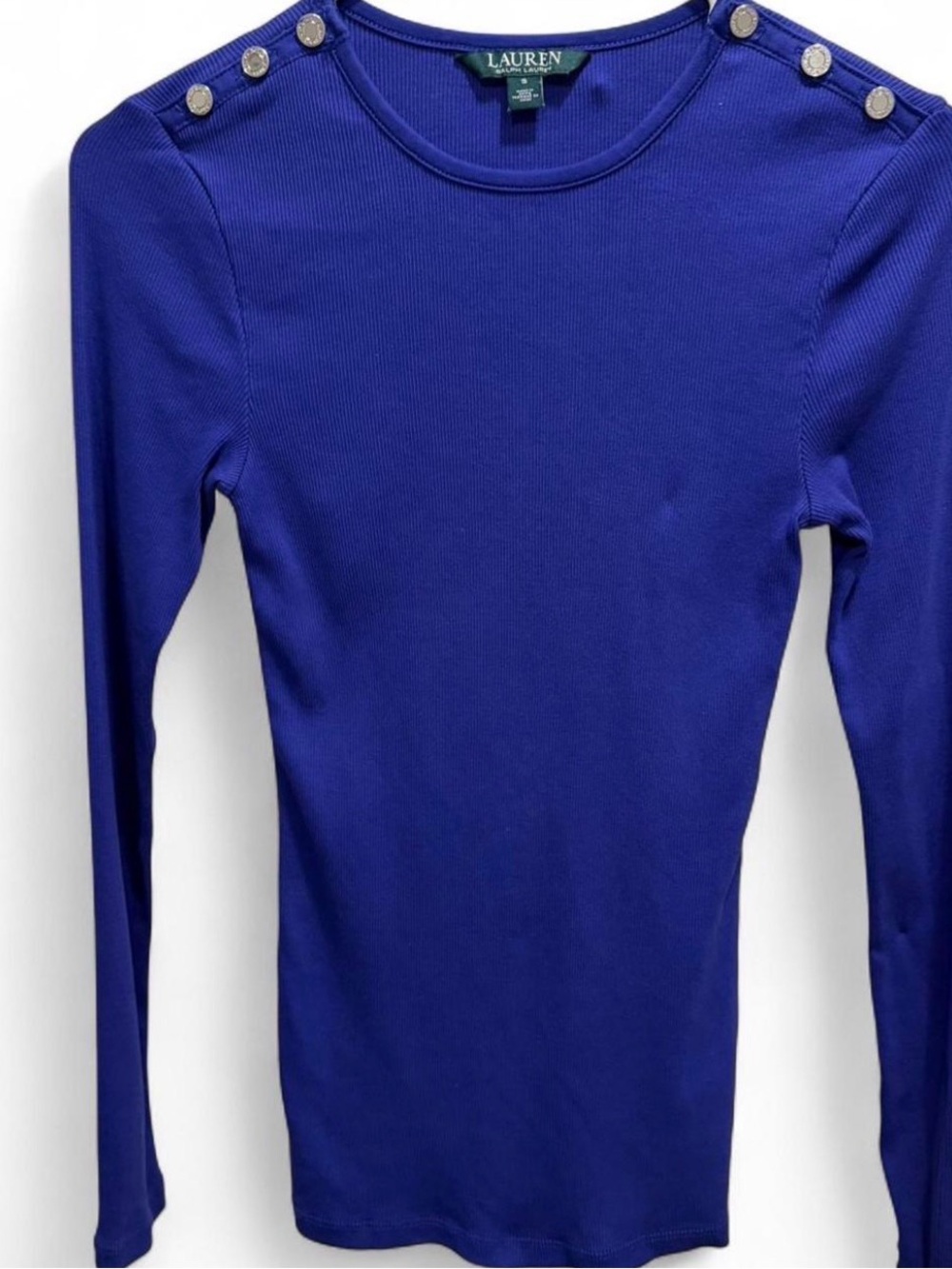 Ralph Lauren Ribbed Top with silver Logo Buttons